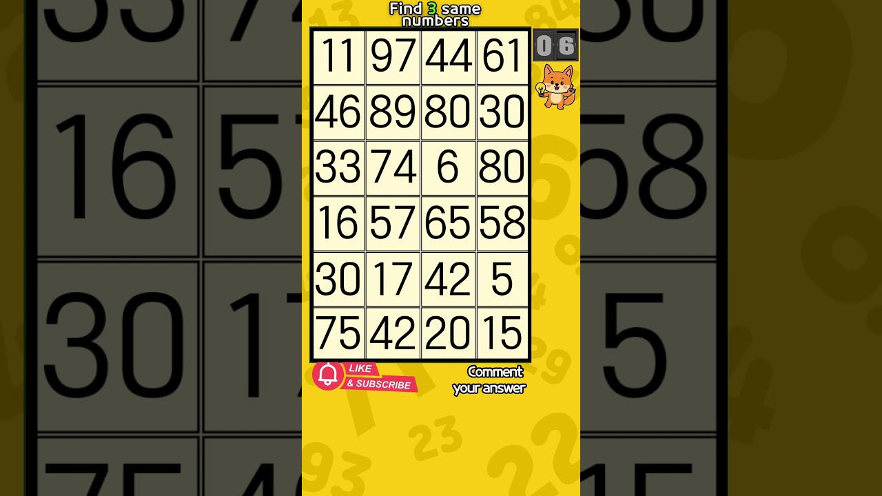 Hide & Seek 👀 Find the Same Numbers 1135 