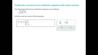 Finding the next terms of an arithmetic sequence with whole numbers (ALEKS examples)