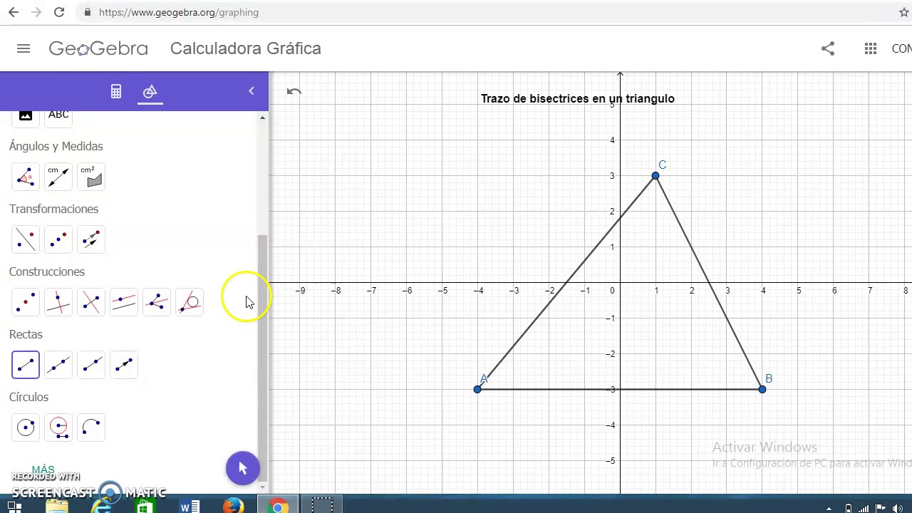 Bisectrices de un triangulo en geogebra - YouTube