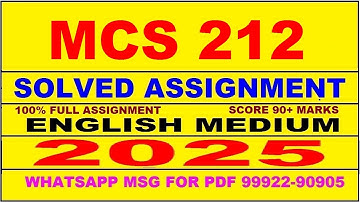 mcs 212 solved assignment 2025 | mcs 212 solved assignment in english 2025 | mcs 212 2024-25