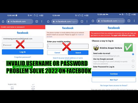 Invalid username or password Problem Solve 2022 On Facebook