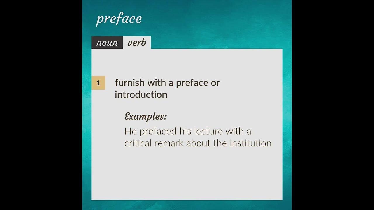 Preface | meaning of Preface - YouTube