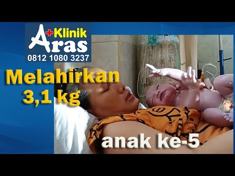 Melahirkan/ bersalin anak ke-5 girl 3,1 kg  umur ibu 44 tahun