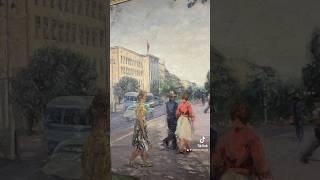 Город Брест площадь Ленина 1958 Картина маслом