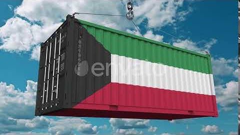 Loading Cargo Container with Flag of Kuwait | Motion Graphics - Envato elements