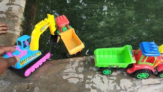 Excavator ? tractor toys playing in water//kid's toys playing in water//excavator kid's video,
