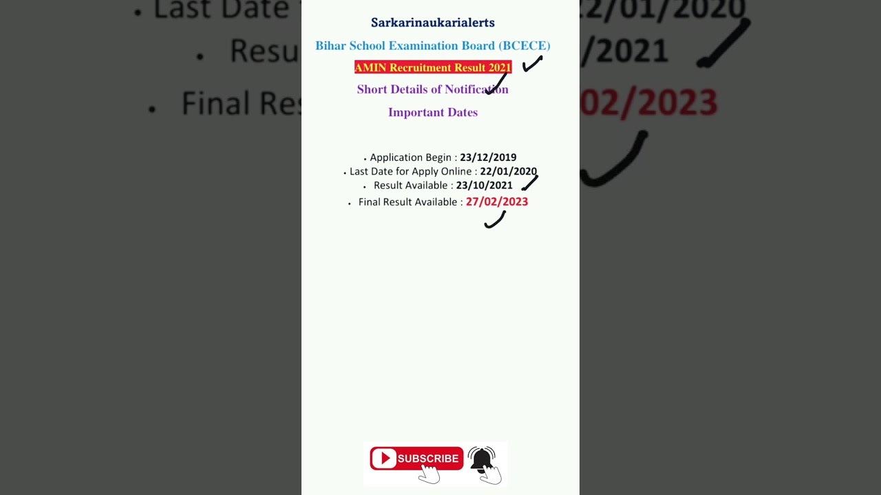 Bihar BCECE AMIN 2019 Final Result 