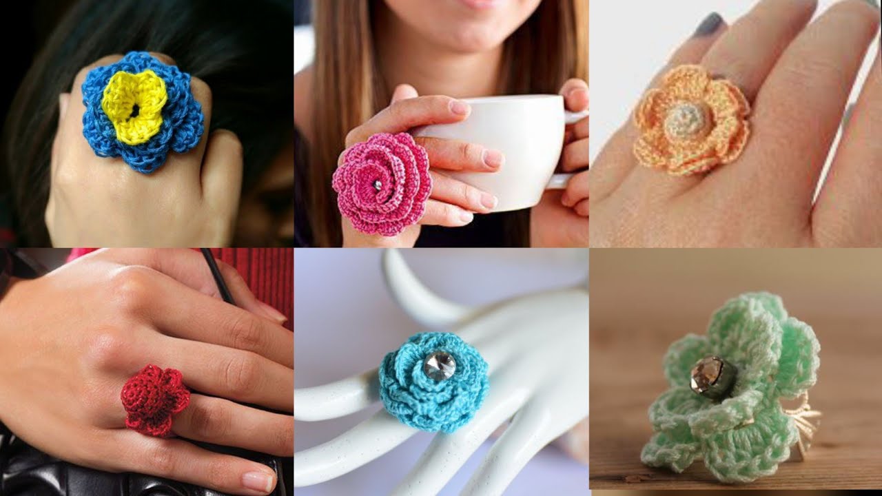 The newest style and marvelous amazing crochet hand knitted finger ring  design and ideas 