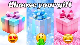 Choose your gift 🤩💝🤮 || 3 gift box challenge || Rainbow Pink Blue #pickonekickone #giftboxchallenge
