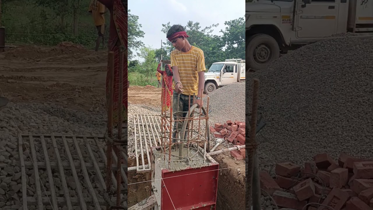 column casting with vibrator 