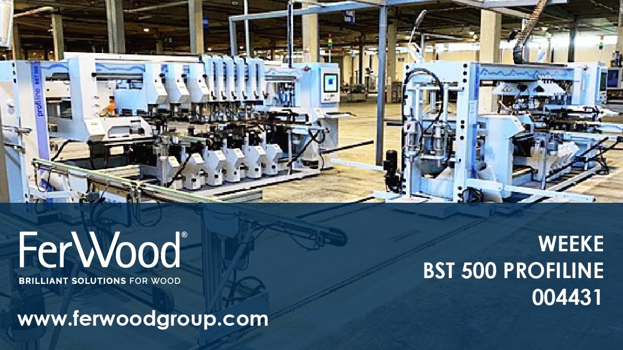 Автоматический Сверлильно-Шкантозабивной Станок  во время работы - WEEKE BST 500 PROFILINE