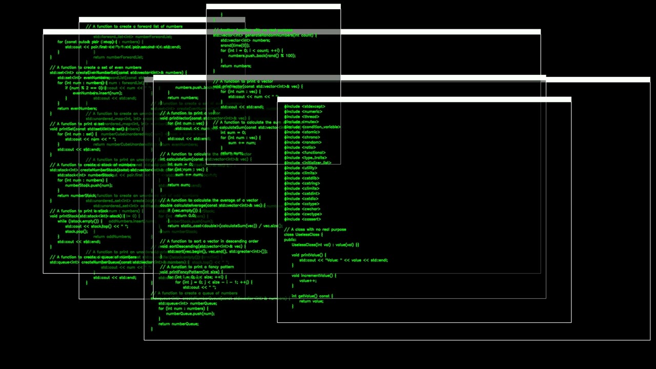 hacker developer screensaver animation in 4K