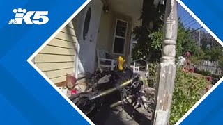Motorcycle crashes into Pierce County home