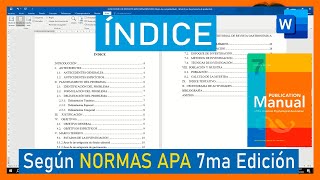 INDICE  NORMAS APA 7ma Edición en DOCUMENTO de WORD