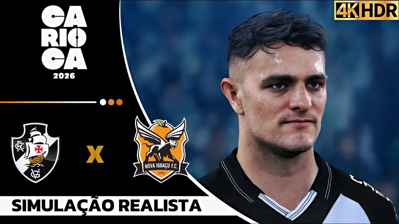 Vasco da Gama vs Nova Iguaçu | Cariocão 2026 | Simulação 4K60FPS Realista | Pes 2021 Gogosz Patch.