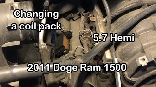 Changing coil packs on a Dodge Ram 1500. Code P0300