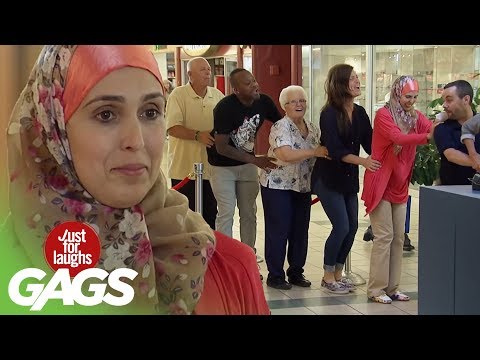 The Bunny Hop Dance in Line Prank! - Just For Laughs Gags