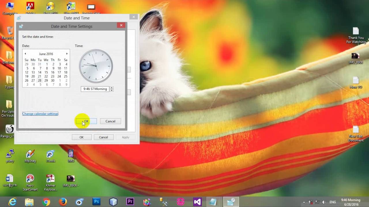how to set time feel pm in windows 8