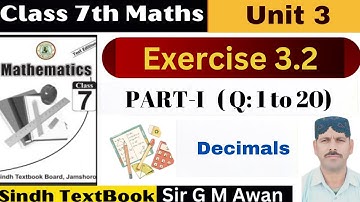 Exercise 3.2 || Part I Question No, 9 to 20 || Class 7 Math Sindh Textbook Board