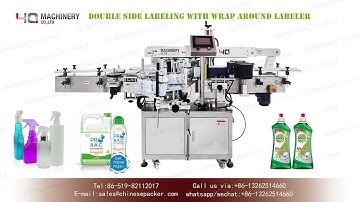 front and back labeling machine with round bottle sticker label applicator|double side labeler