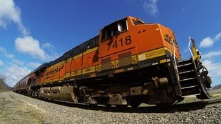 BNSF 7418 East, Ultra-wide View with Cloud Time-lapse on 4-20-2013