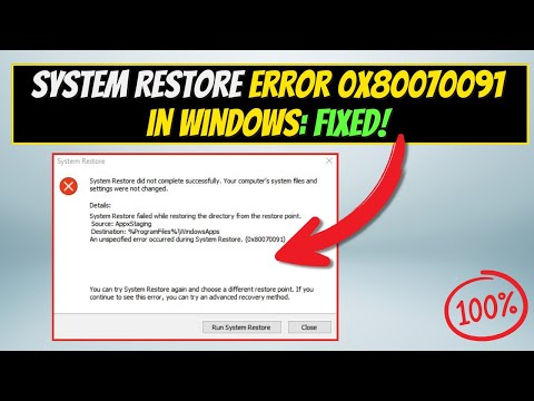 Fix System Restore Error 0x80070091 in Windows