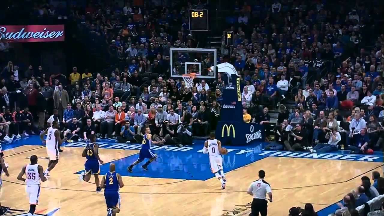 NBA MONSTER DUNK!! Russell Westbrook's Monster Dunk on Stephen Curry