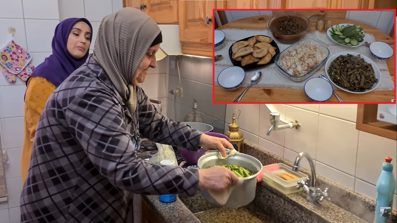 أطيب بامية يابسة + سمبوسك + فول أخضر من يد حماتي برمضان