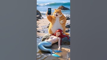 Mèo cam giải cứu nàng tiên cá ở bờ biển #orangecat #cat #animals #funny