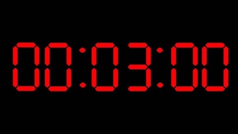 3 Minute Countdown Timer with Alarm - Digital Clock - Red w/ Black - Retro Westclox - 3:00