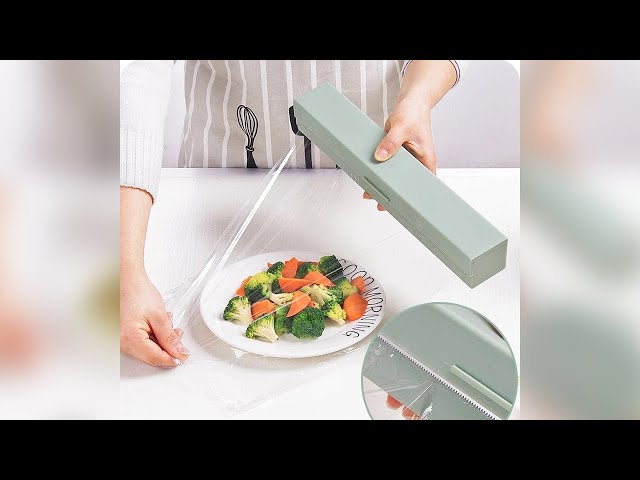 Plastic Food Wrap Dispenser For Kitchen With Slide Cutter Adjustable Cling  Film Cutter Preservation Foil Storage Box Kitchen