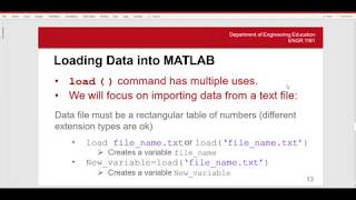 Loading and Inputting Data in MATLAB