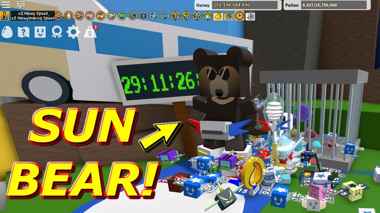 Sun Bear Is Back Bee Swarm Simulator Roblox Youtube - roblox bee swarm simulator sun bear 2021