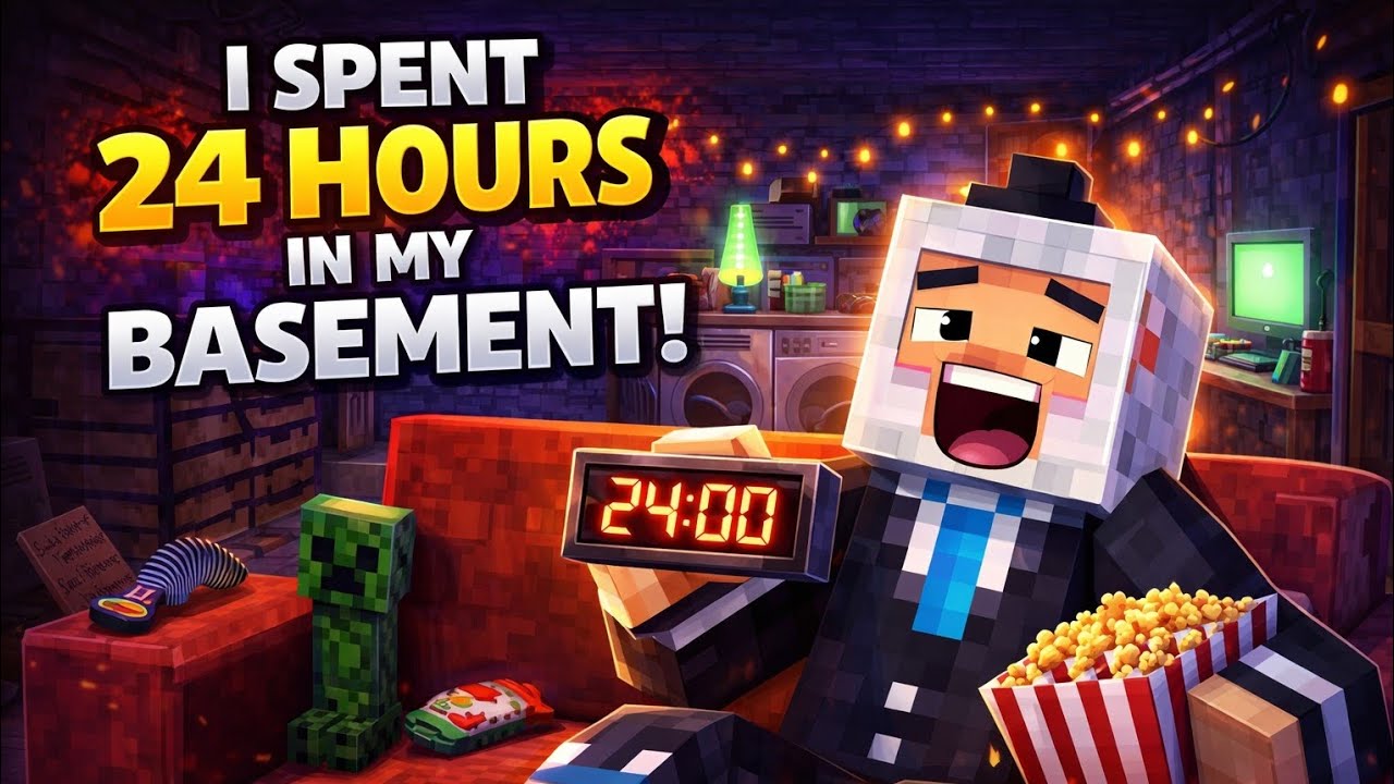 I SPENT 24 HOURS IN MY BASEMENT - YouTube