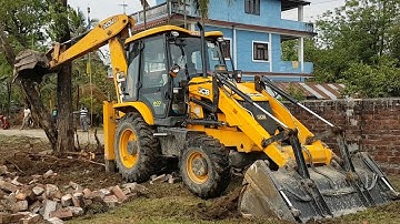 JCB VS TREE - JCB Dozer Breaking Wall and Pushing Down Tree - JCB VIDEO