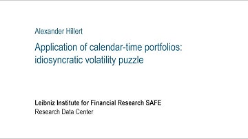 Application of calendar-time portfolios: idiosyncratic volatility puzzle