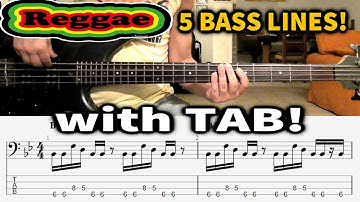 Thumbnail of Reggae Bass TABS - 5 BASS LINES in the style of famous songs