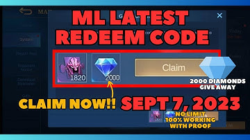 Mobile Legends Redeem Code for September 7 2023 2000 Diamonds Give Away