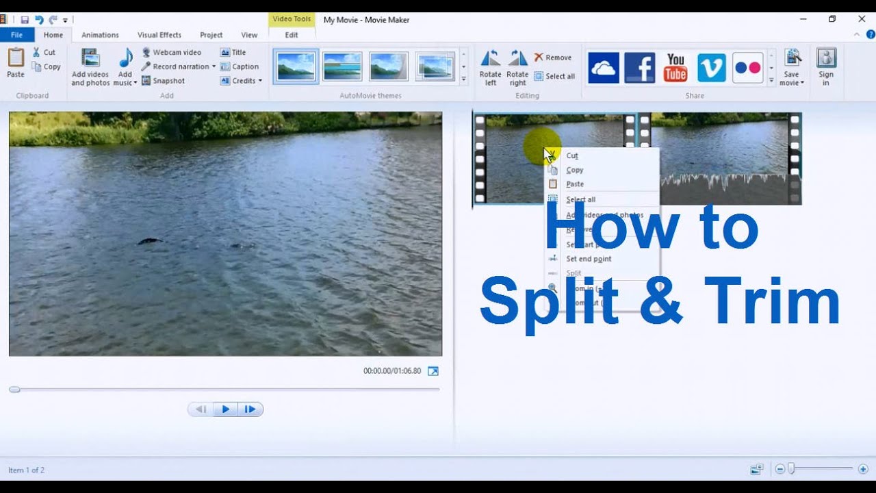 Windows Movie Maker Tutorial for Beginners -  Movie Maker Windows 10 Split, Trim \u0026 Edit Tips 2016