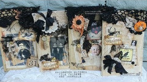 Vintage HALLOWEEN style altered file folder with journal and mini kit