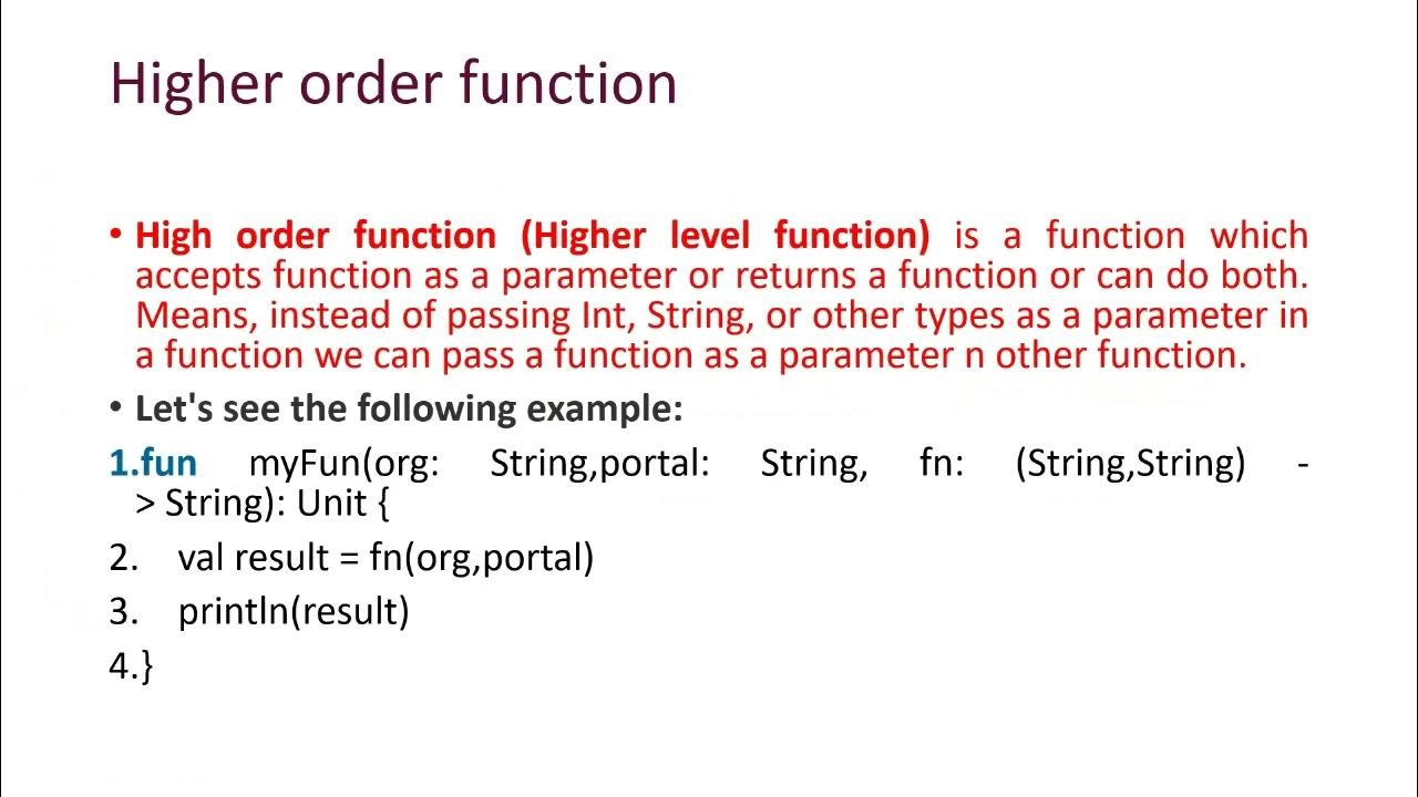 Higher order functions js. Lambda expression Division. Inline function