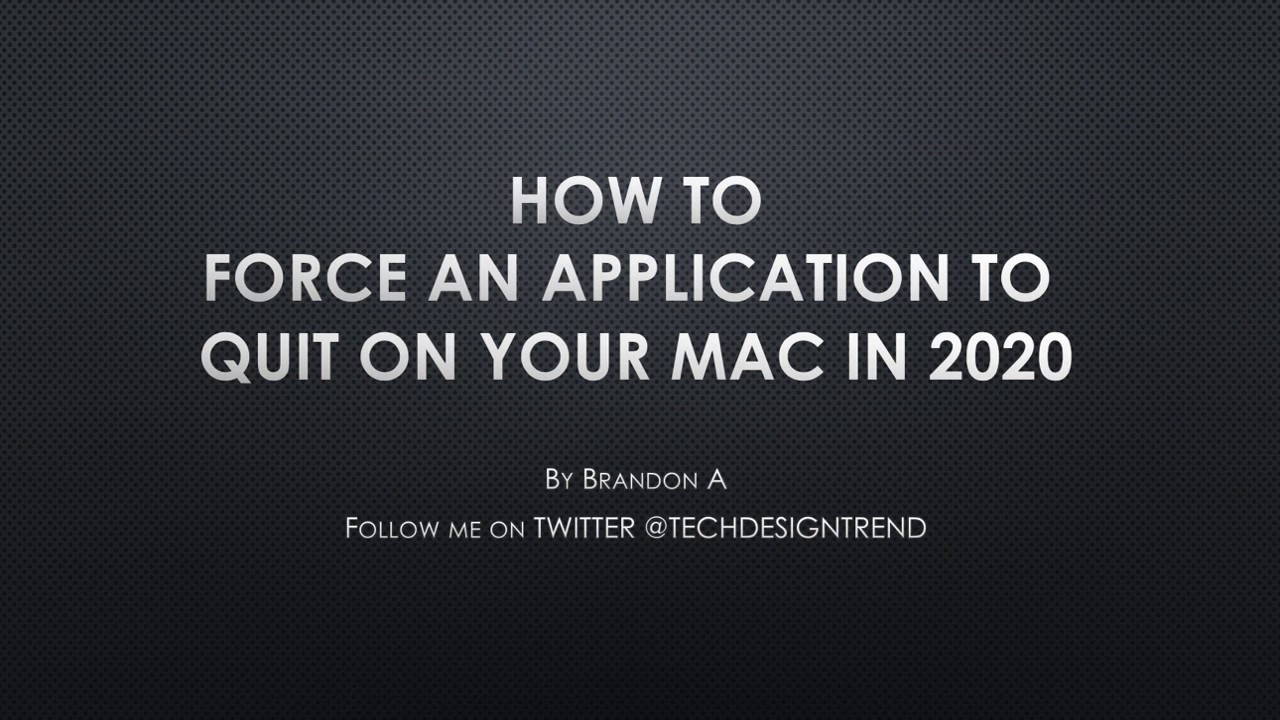 How to Force Quit an Application on Mac 2020 - YouTube