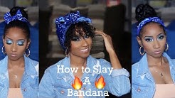 How To | Tie a Bandana | 1  Minute Bandana Hairstyles | Lazy Hair day for Naturals