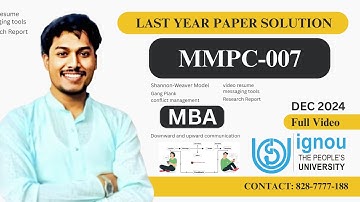 MMPC 007 Last Year Paper Solved |  DEC 2024 IGNOU | FULL VIDEO | MOST IMPORTANT QUESTIONS