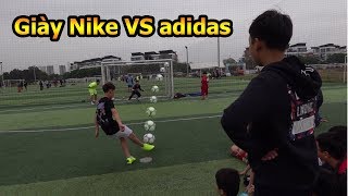 Thử Thách Bóng Đá thi sút Penalty giày của Ronaldo VS giày Dybala với thủ môn Bùi Tiến Dũng Nhí