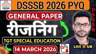 DSSSB Reasoning 2026 | 14 MARCH Paper Sol | PRT, TGT, PGT, MTS, ASO, DASS Grade 2 | Shivam Chauhan