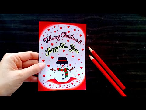 ทำการ์ดวันคริสต์มาสและปีใหม่ ด้วยสีไม้ How to make Merry Christmas and Happy New Years Card #16