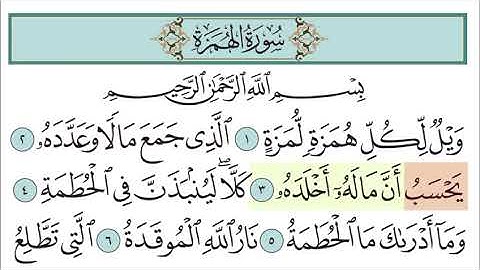 سورة الهمزة مكتوبة/ الشيخ خليفة الطنيجي