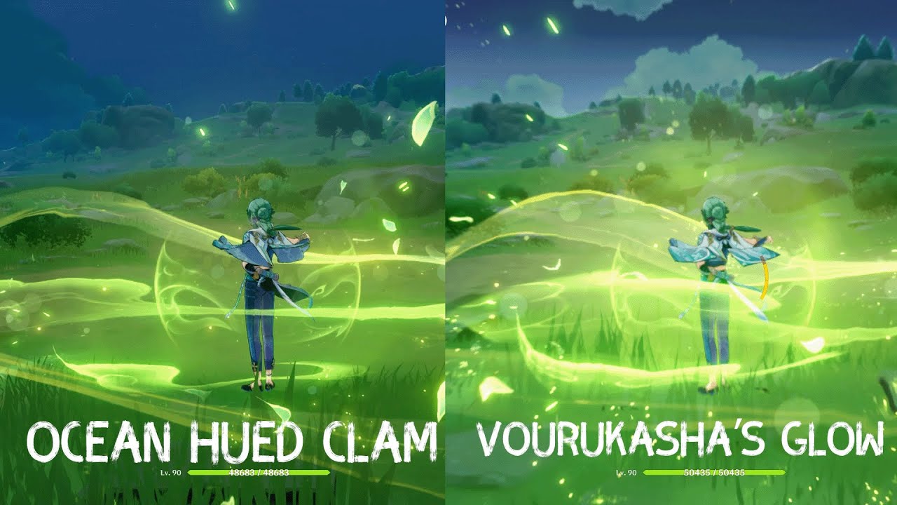Baizhu Ocean Hued Clam Vs Vourukasha's Glow (Heal Comaprison) || Genshin Impact
