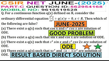 ODE | CSIR NET JUNE 2025 | PART C | QUESTION ID 562954168 | SOLUTION |